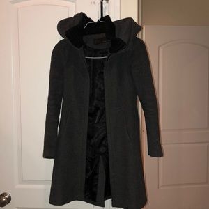 Zara Grey Riding Hood Coat Jacket